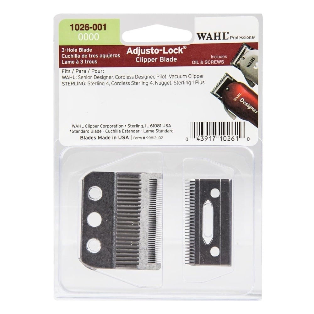 Lame de remplacement pour tondeuse Designer, Senior & Pilot, Lames Standard à 3 trous 0000 # 1026-001 - Argent