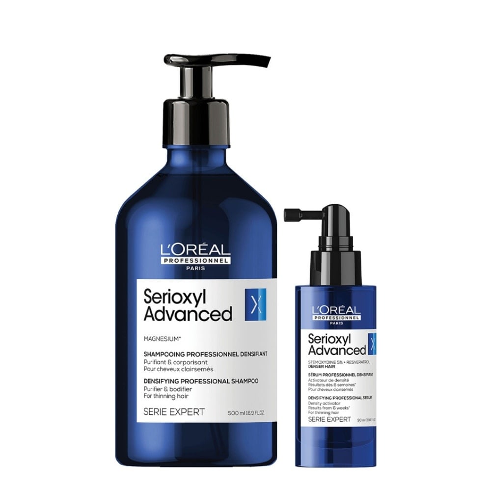 Duo densifiant "Serioxyl Advanced" shampoing et sérum densifiant - Pour cheveux clairsemés (500ml/16.9oz, 90ml/3.04oz)