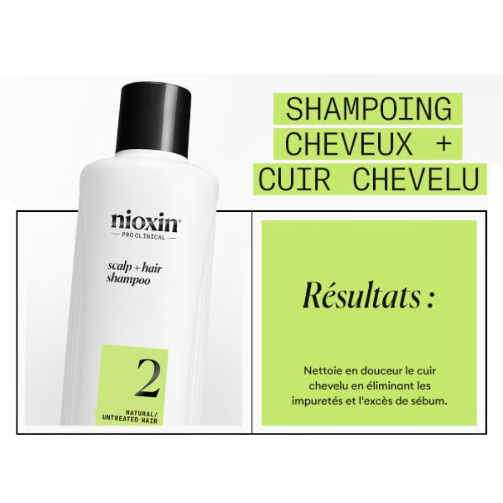 Duo shampoing et revitalisant cheveux + cuir chevelu Système 2 - Pour cheveux naturels avec chute avancée (2x 1000ml/33.8oz)