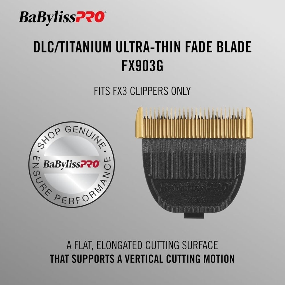 Replacement Blade for FX3 Clipper, FX903G DLC/Titanium ultra-thin fade blade - Gold