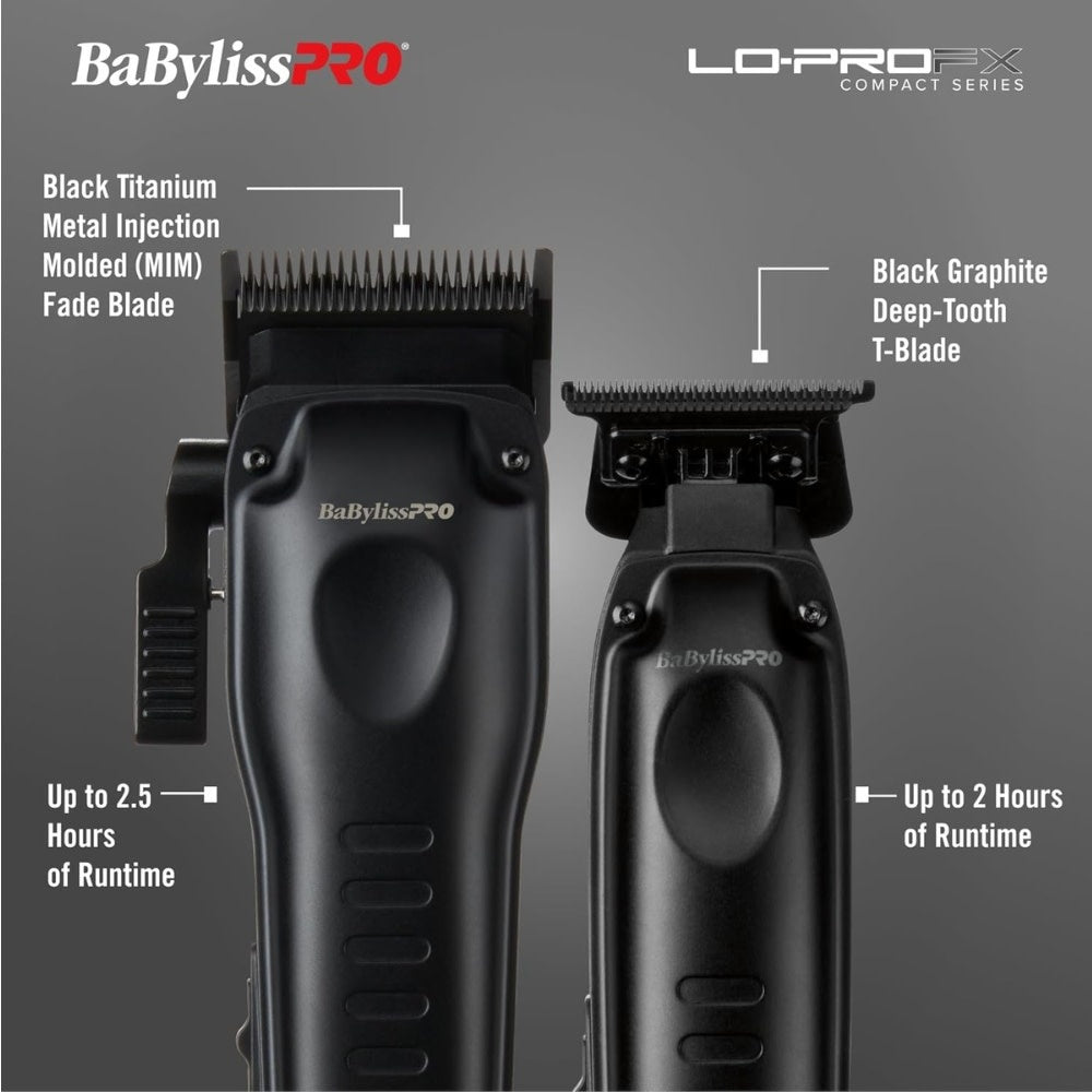 BaByliss PRO - Duo Tondeuse et tondeuse de finition haute performance Lo-PROFX Compact Series avec pile lithium-ion Édition Limité - Noir