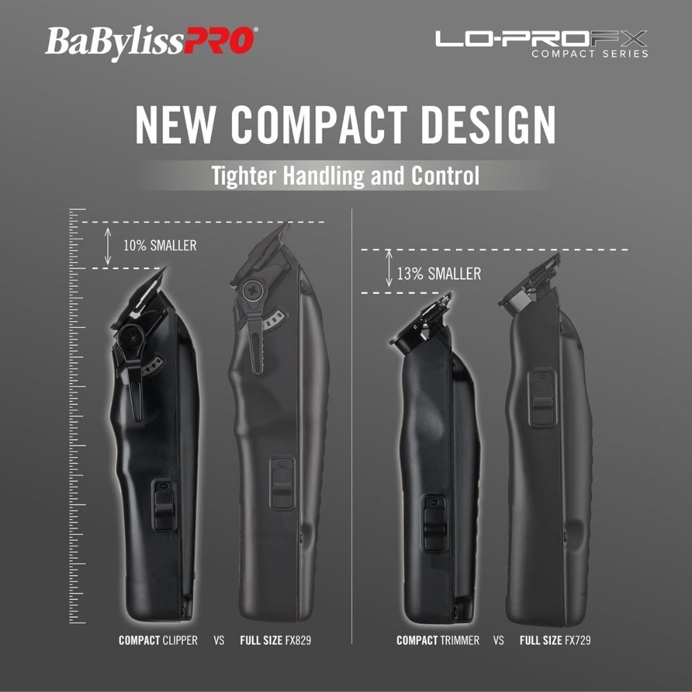 BaByliss PRO - Duo Tondeuse et tondeuse de finition haute performance Lo-PROFX Compact Series avec pile lithium-ion Édition Limité - Noir