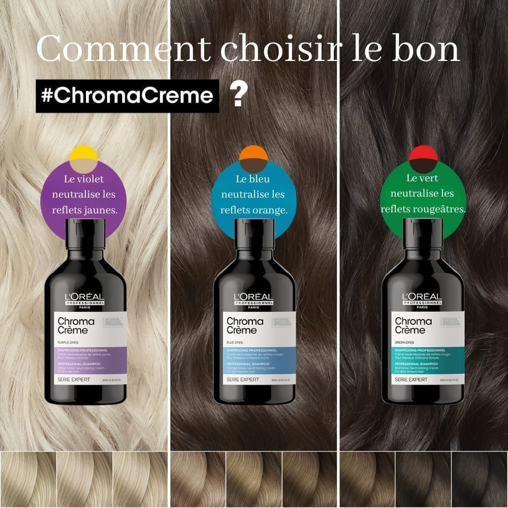 L'Oréal Professionnel - Shampoing neutralisant de reflets rouges "Chroma Crème Vert" - Pour cheveux Bruns