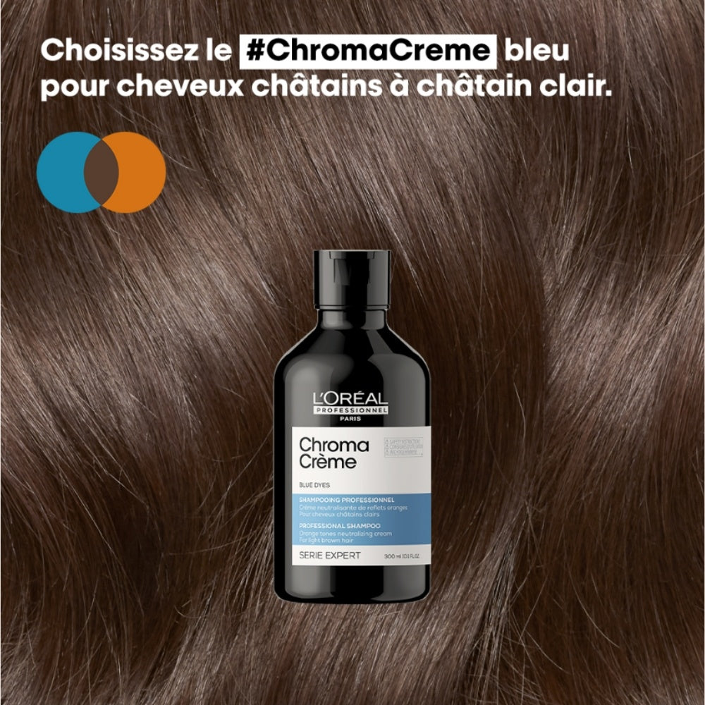 Shampoing neutralisant de reflets oranges "Chroma Crème Bleu" - Pour cheveux châtains clairs