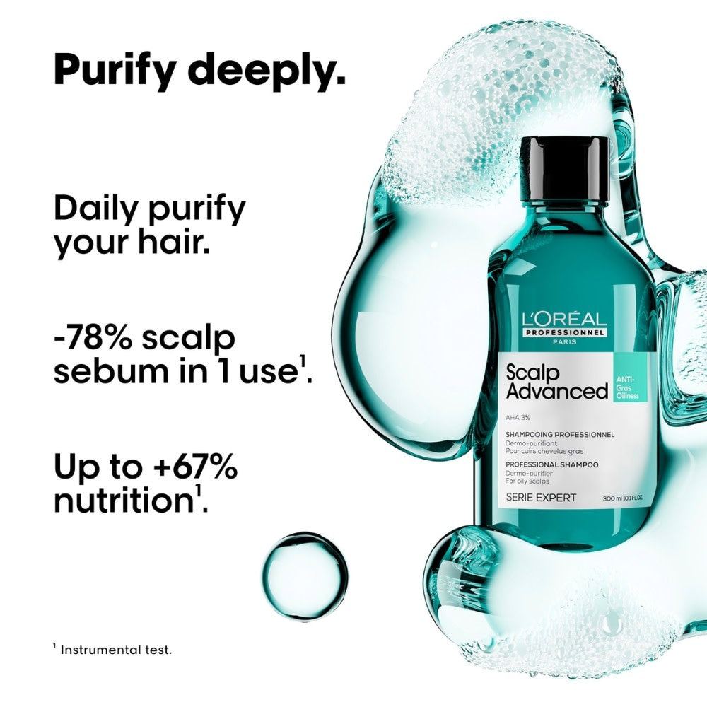 L'Oréal Professionnel - Shampoing dermo-purifiant anti-gras "Serie Expert Scalp Advanced Anti-Oilness" - Pour cuir chevelu gras