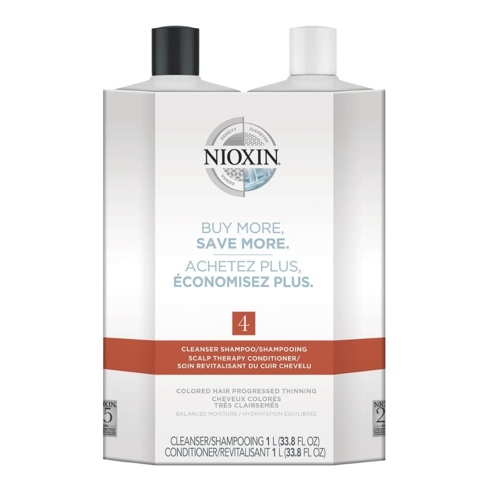 Duo shampoing et revitalisant cheveux + cuir chevelu Système 4 - Pour cheveux colorés avec chute avancée (2x 1000ml/33.8oz)