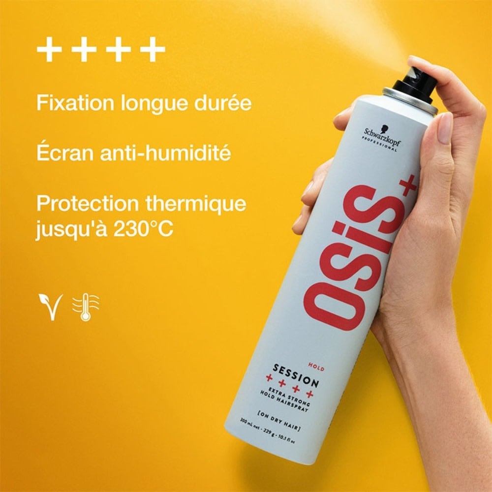 Schwarzkopf Osis+ - Fixatif tenue extra forte "Hold Session" - Écran anti-humidité et protection thermique