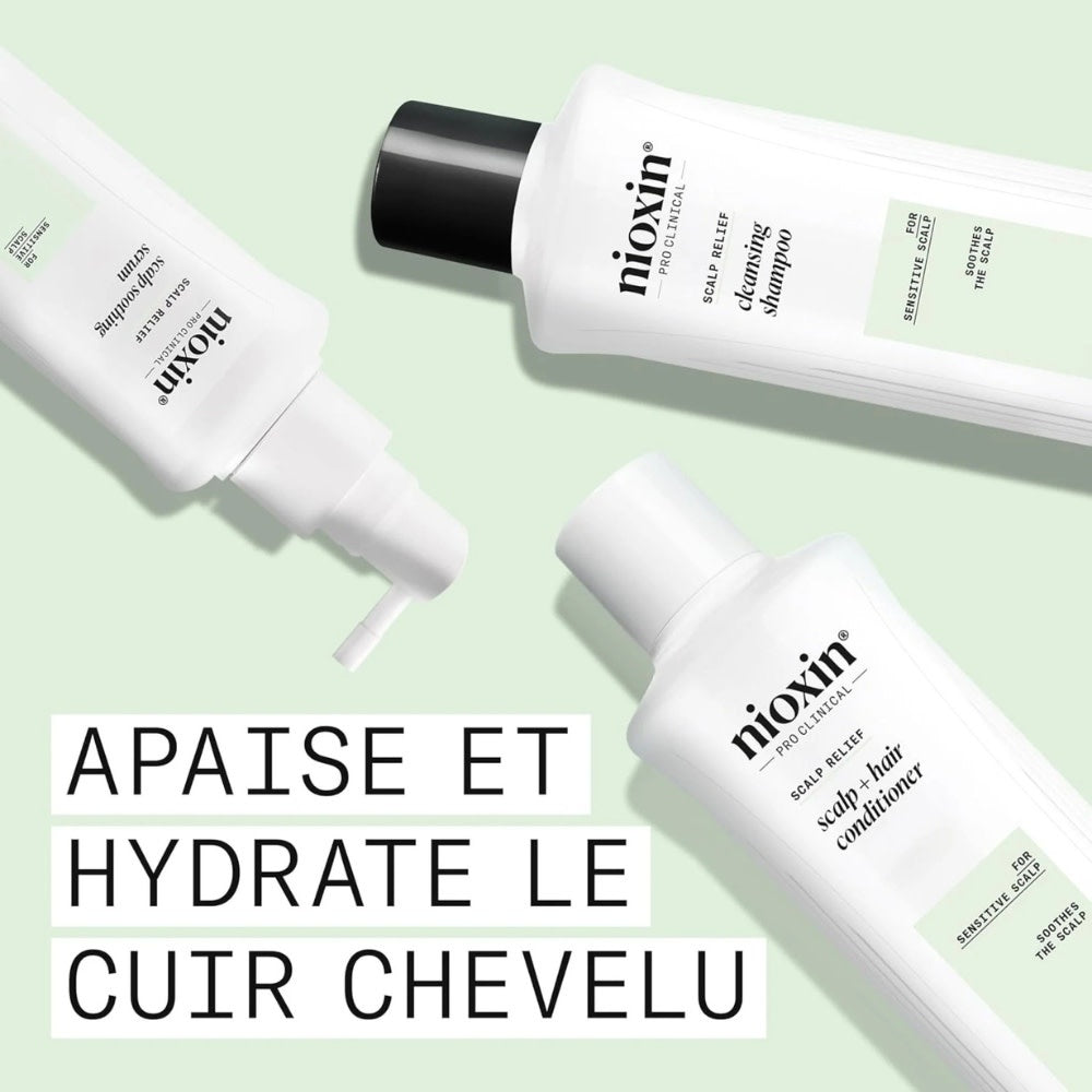 Trio apaisant shampoing, revitalisant et sérum sans rinçage cheveux + cuir chevelu Système "Scalp Relief" - Pour le cuir chevelu sensible, sec et qui démange (2x 200ml/6.76oz, 100ml/3.4oz)