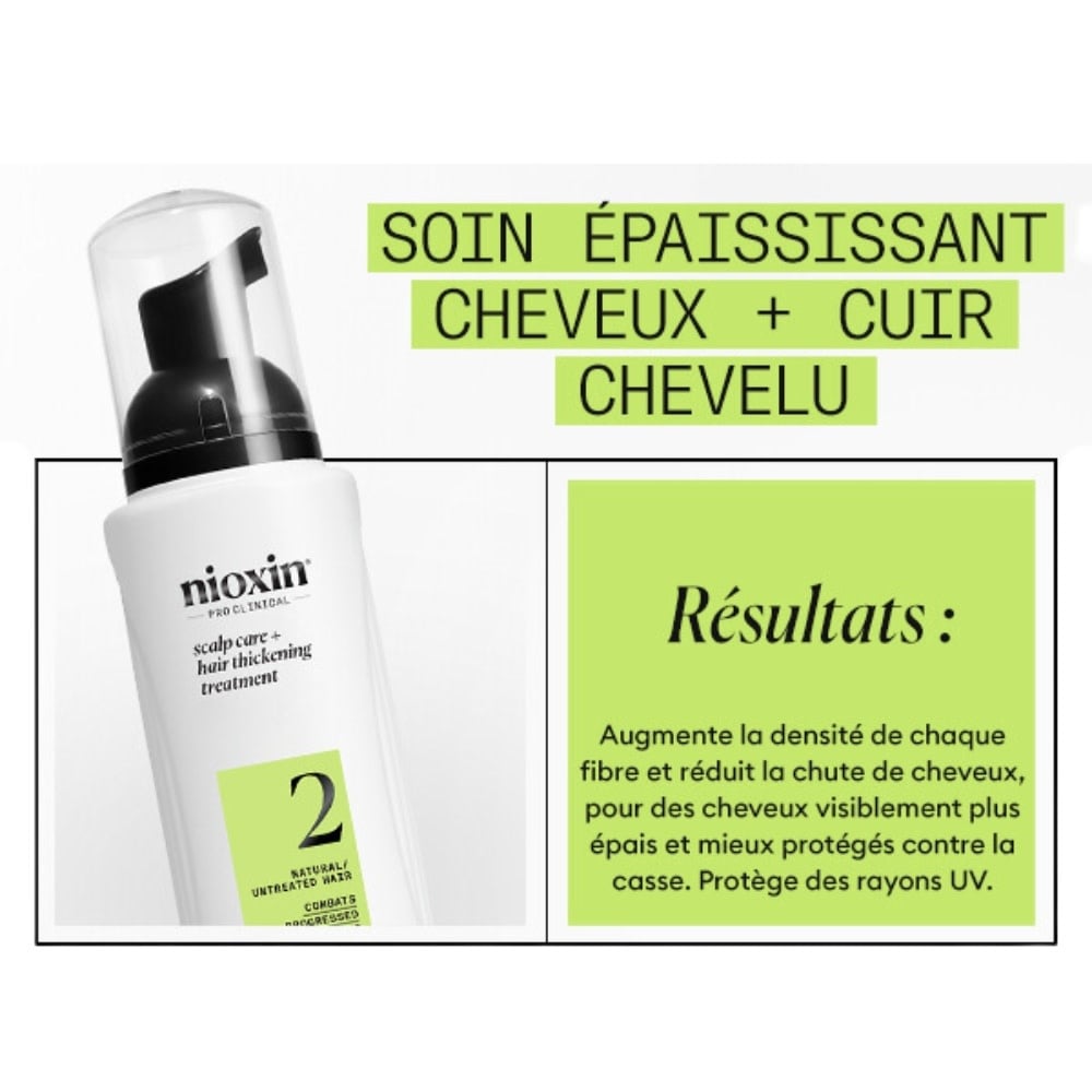 NIOXIN - Traitement épaississant sans rinçage cheveux + cuir chevelu Système 2 - Pour cheveux naturels avec chute avancée