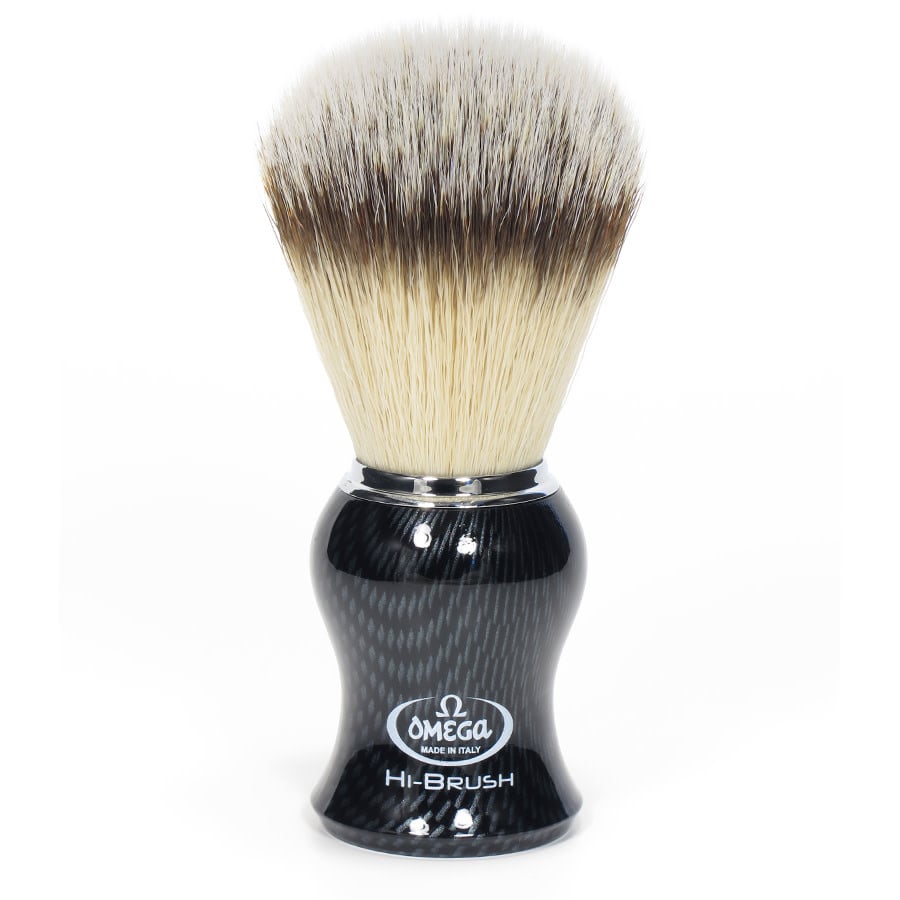 Omega - Blaireau fibre synthétique "Hi-Brush Carbone #46650 poigné en plastique noir - Medium (21mm/0.82")
