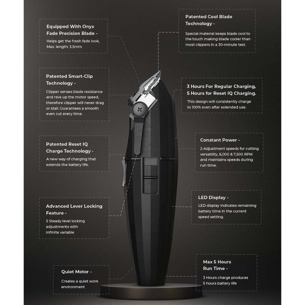 Tondeuse sans fil avec pile lithium-ion "ONYX FF2020C-B Clipper" - Noir