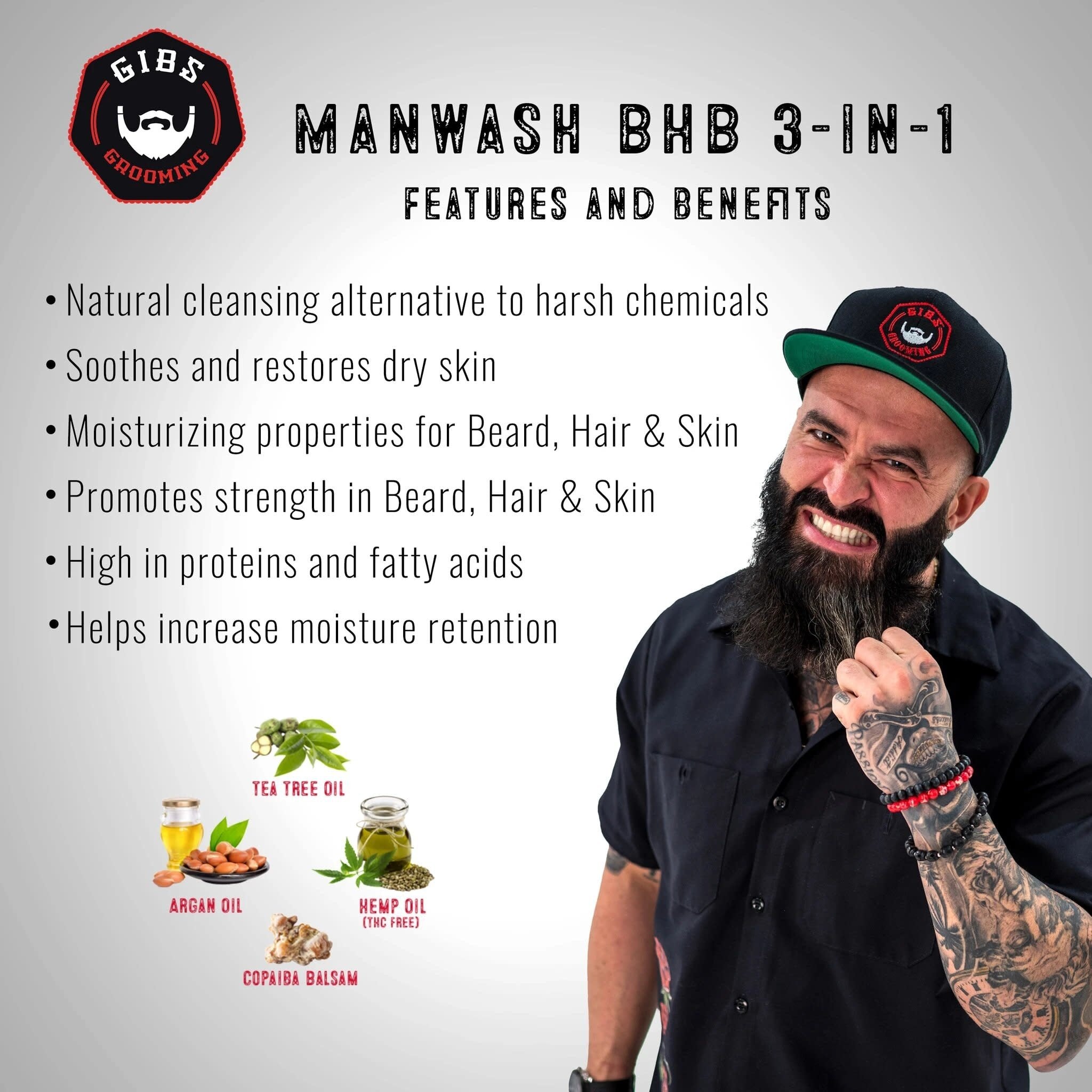 Savon à barbe, cheveux et corps "Man Wash BHB"