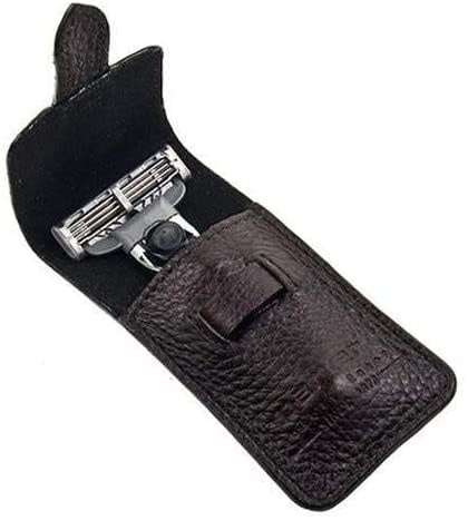 Rasoir de voyage avec étui en cuir TRAVM3 compatible avec lame Gillette Mach 3