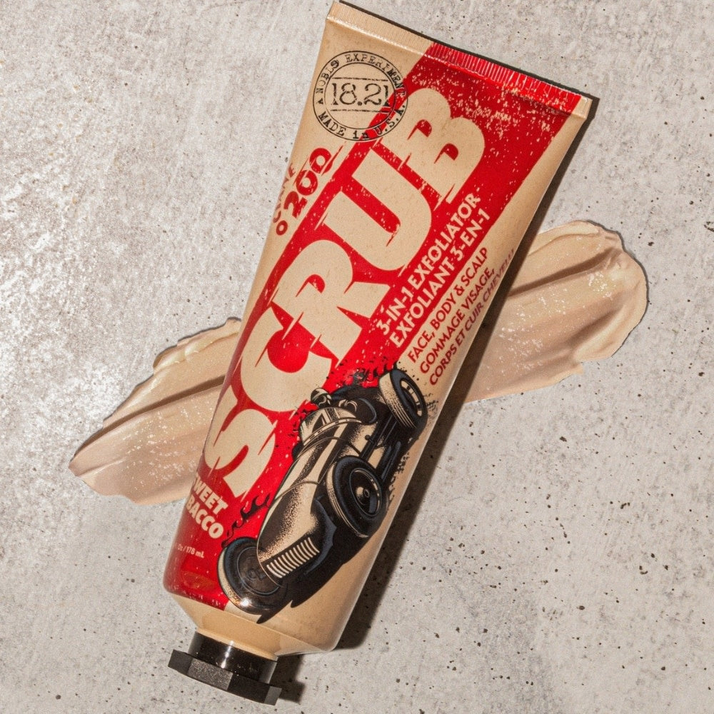 18.21 Man Made - Exfoliant 3 en 1 visage, corps et cuir chevelu "Octane 200 Sweet Tobacco"