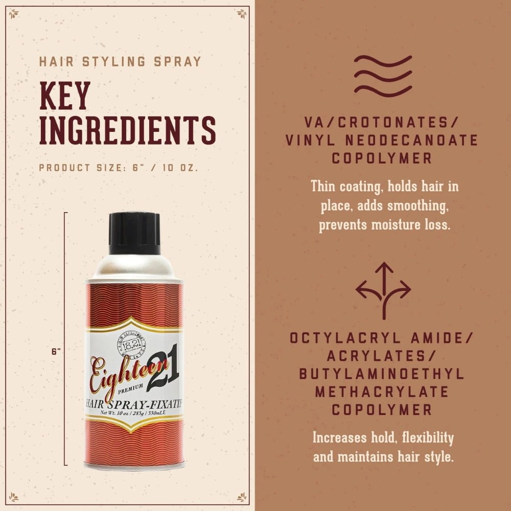 18.21 Man Made - Vaporisateur de fixation "Sweet Tobacco Premium Hair Spray" - Tenue flexible, brilliance légère