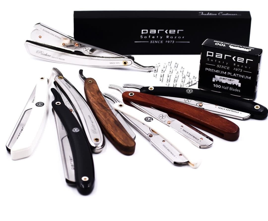 Rasoir de barbier à lame droite SRRW avec système de clip - Bois de rose