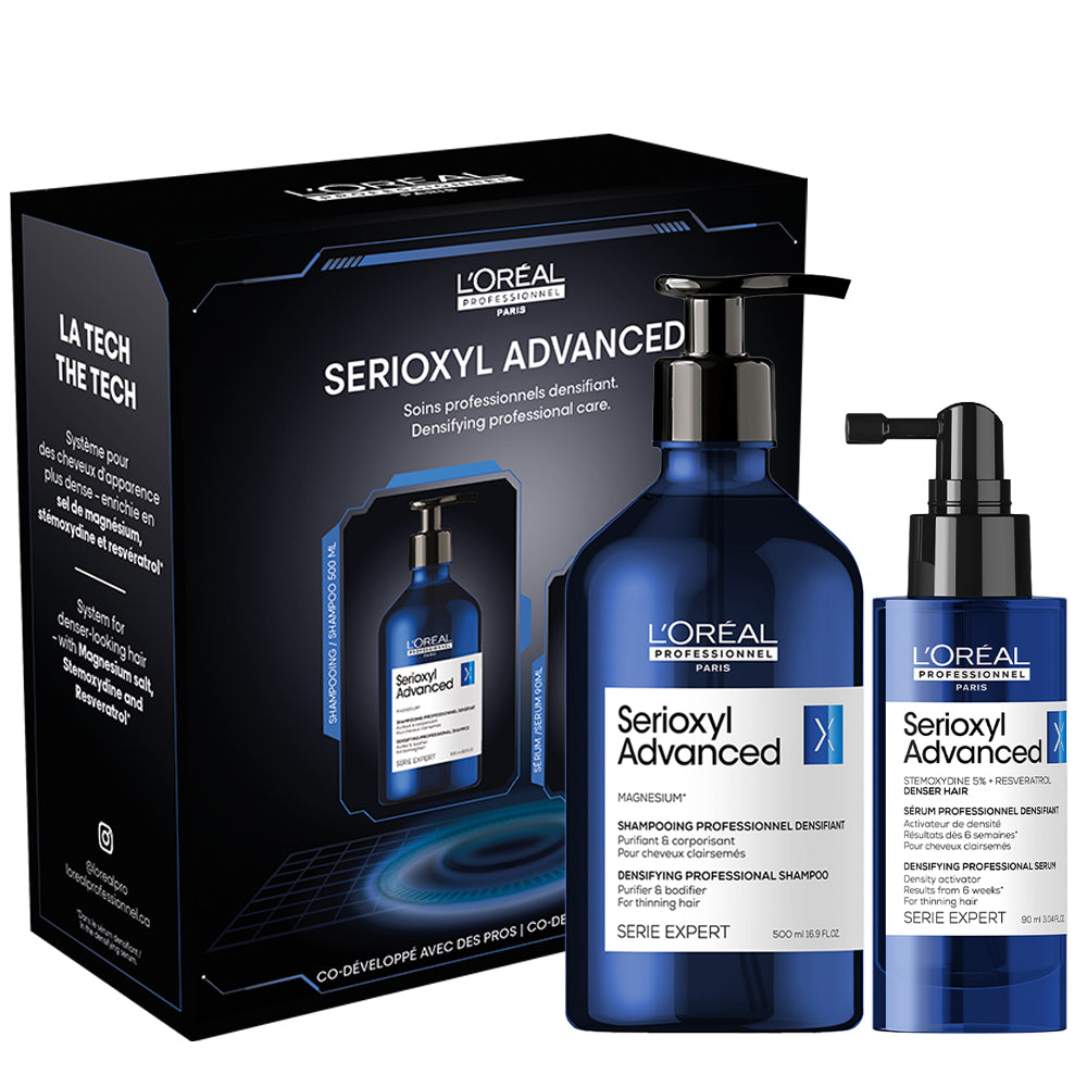 Duo densifiant "Serioxyl Advanced" shampoing et sérum densifiant - Pour cheveux clairsemés (500ml/16.9oz, 90ml/3.04oz)