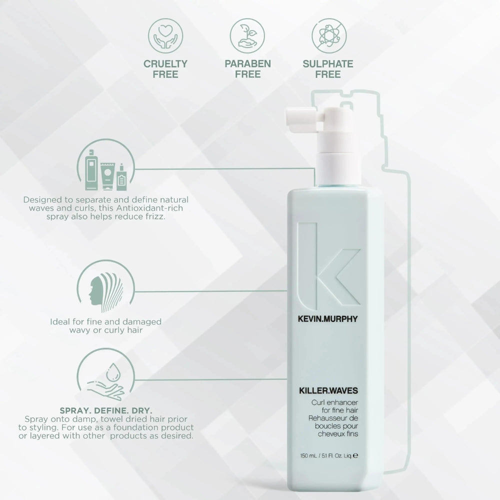 Spray rehausseur de boucles KILLER.WAVES - Pour cheveux fins (150ml/5.1oz)