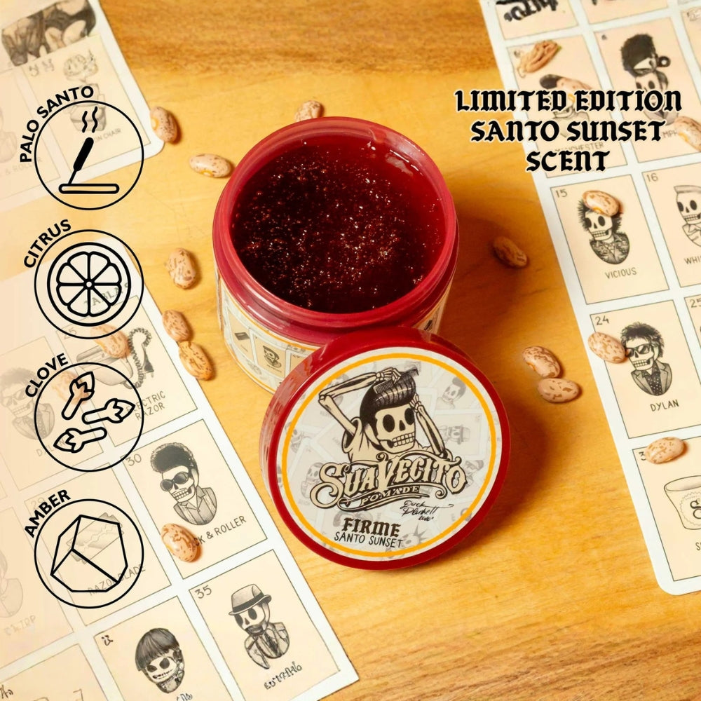 Pommade "Firm Strong Hold" Édition Santo Sunset - Tenue extra forte brillance moyenne (113g/4.0oz)