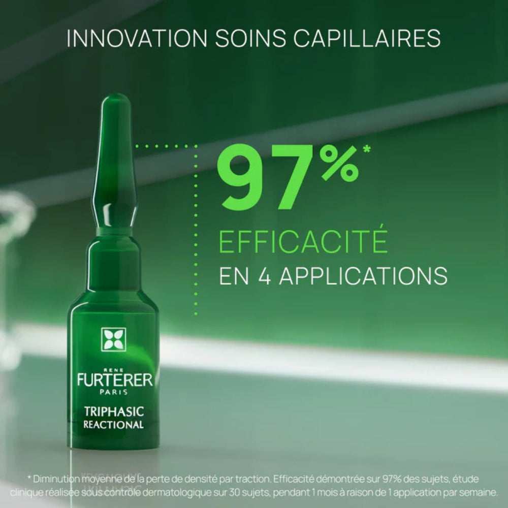 Cure antichute réactionnelle "Triphasic Reational" ampoules + shampoing et baume démêlant (12x5.0ml/0.16oz, 50ml/1.69oz, 30ml/1.0oz)