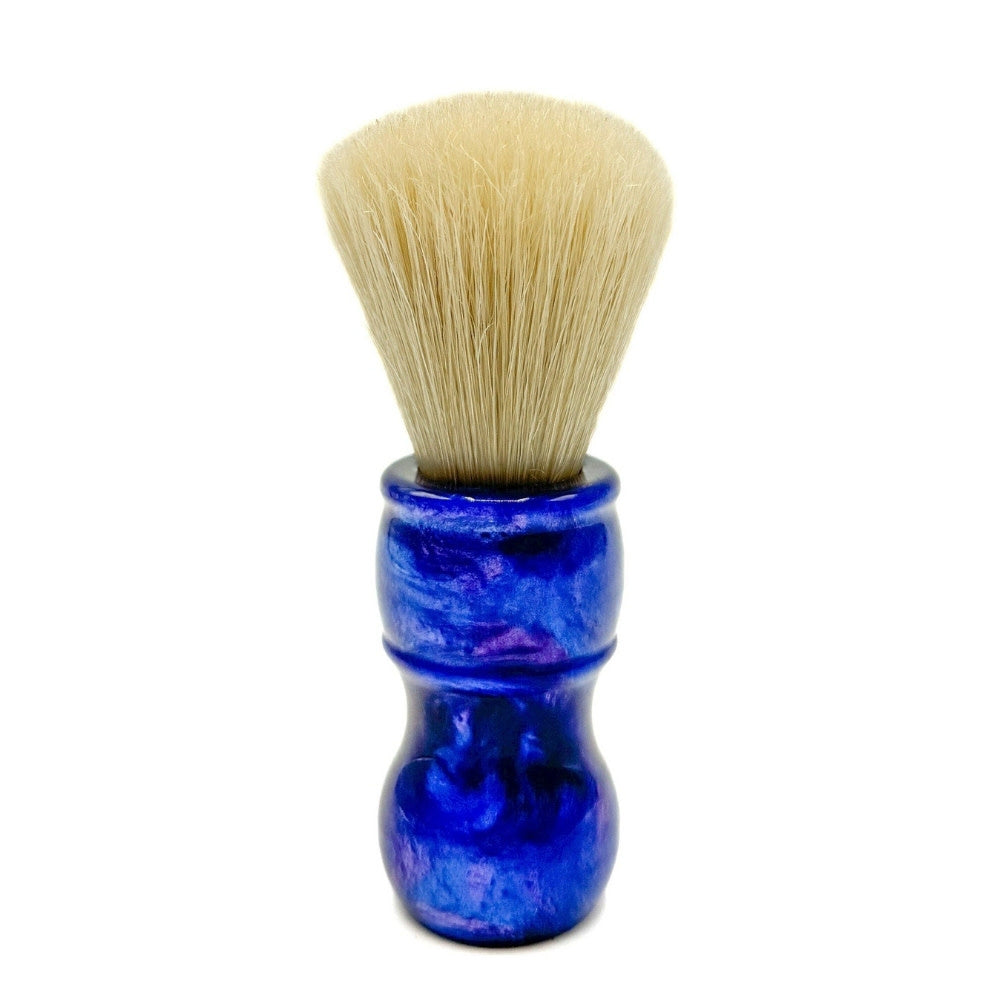 Blaireau avec poils de sanglier 100 % Deluxe et manche en résine bleu irisé - Medium (24mm/0.94") - BLBO2