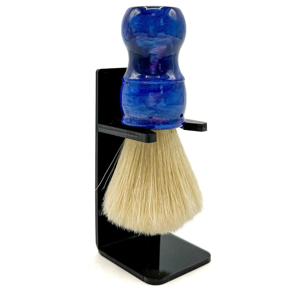 Blaireau avec poils de sanglier 100 % Deluxe et manche en résine bleu irisé - Medium (24mm/0.94") - BLBO2