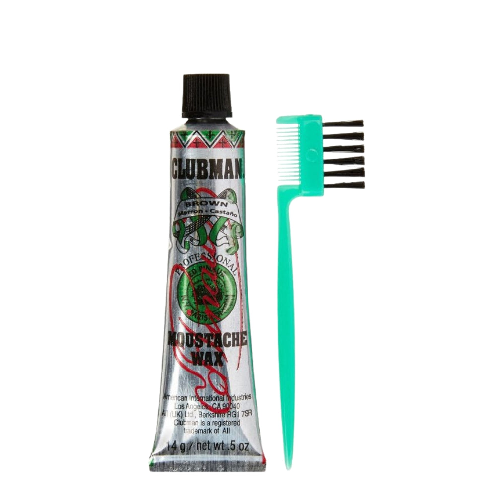 Cire à moustache avec brosse peigne - Marron (14g/0.5oz)