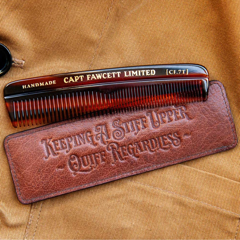 Fine Toothed Pocket Hair Comb CF.7T with Leather Case (132mm/5.20")