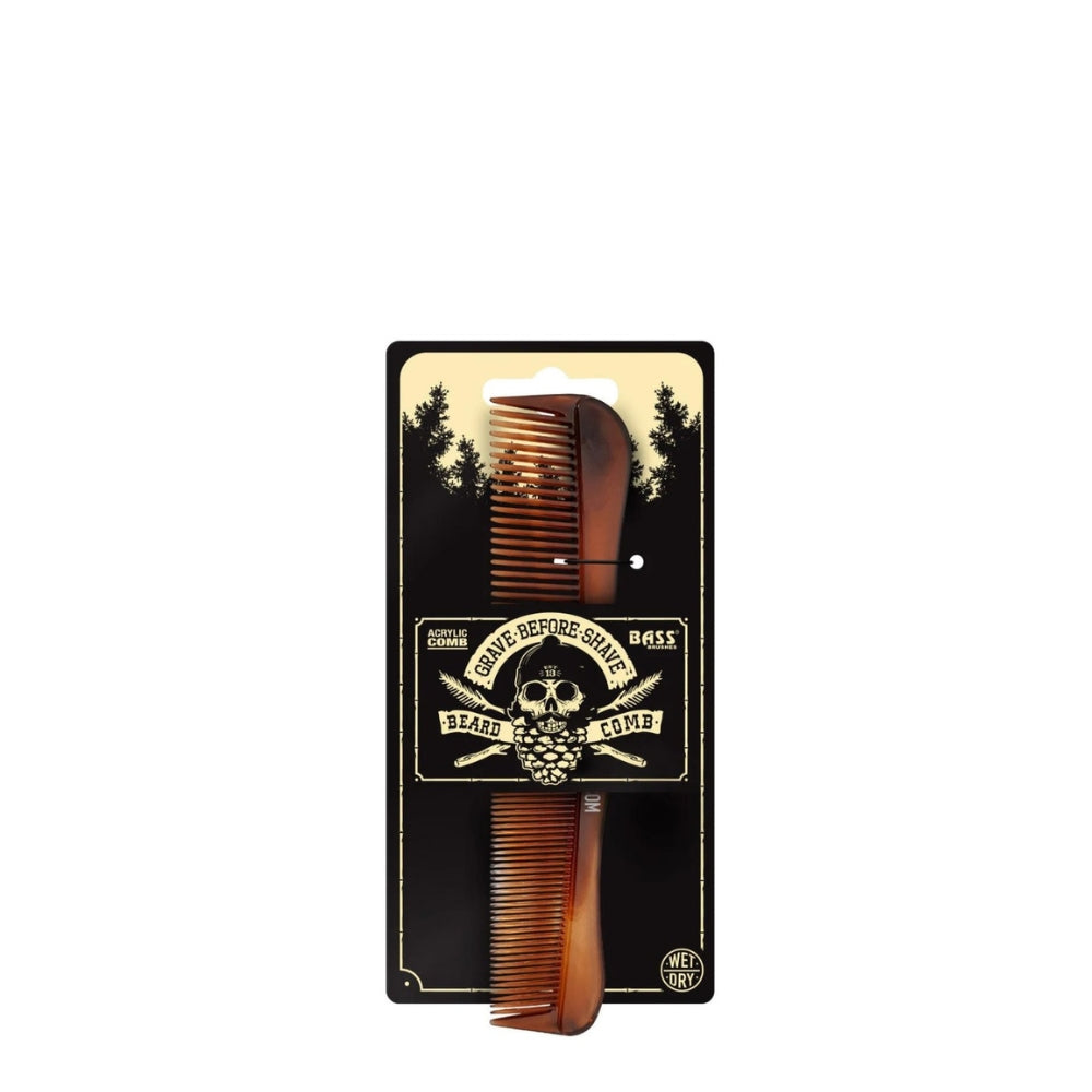 Peigne en acrylique à dents fines et larges - Fini écaille de tortue