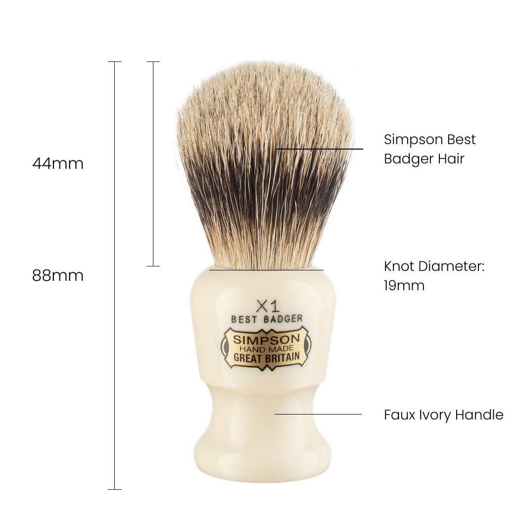 Blaireau - Commodore X1 ''Best Badger'' Ivoire - Petit (19mm/0,74'')