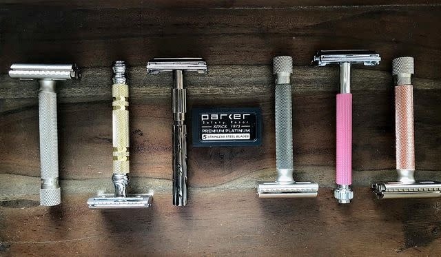 Rasoir de sûreté 22R avec ouverture papillon - Bronze chromé