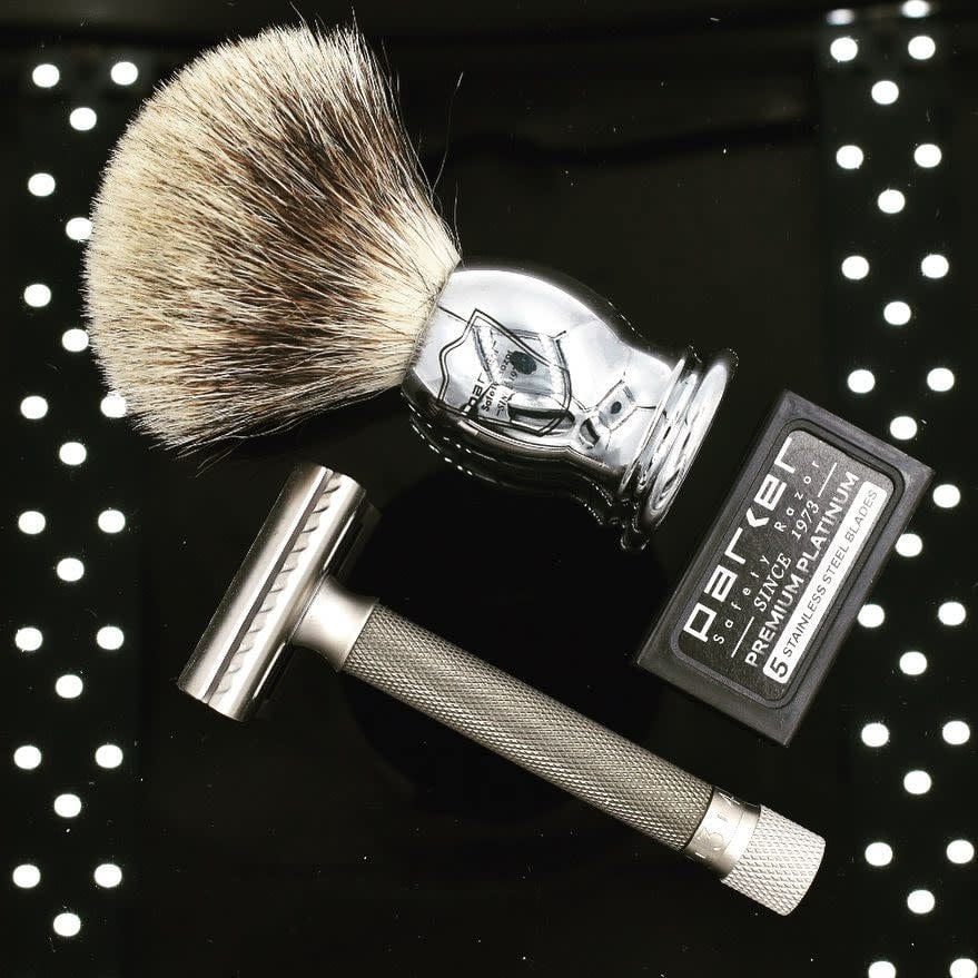 Blaireau de rasage en acier chromé "100% Pure Badger" - Medium (20mm/0.78") - CHPB