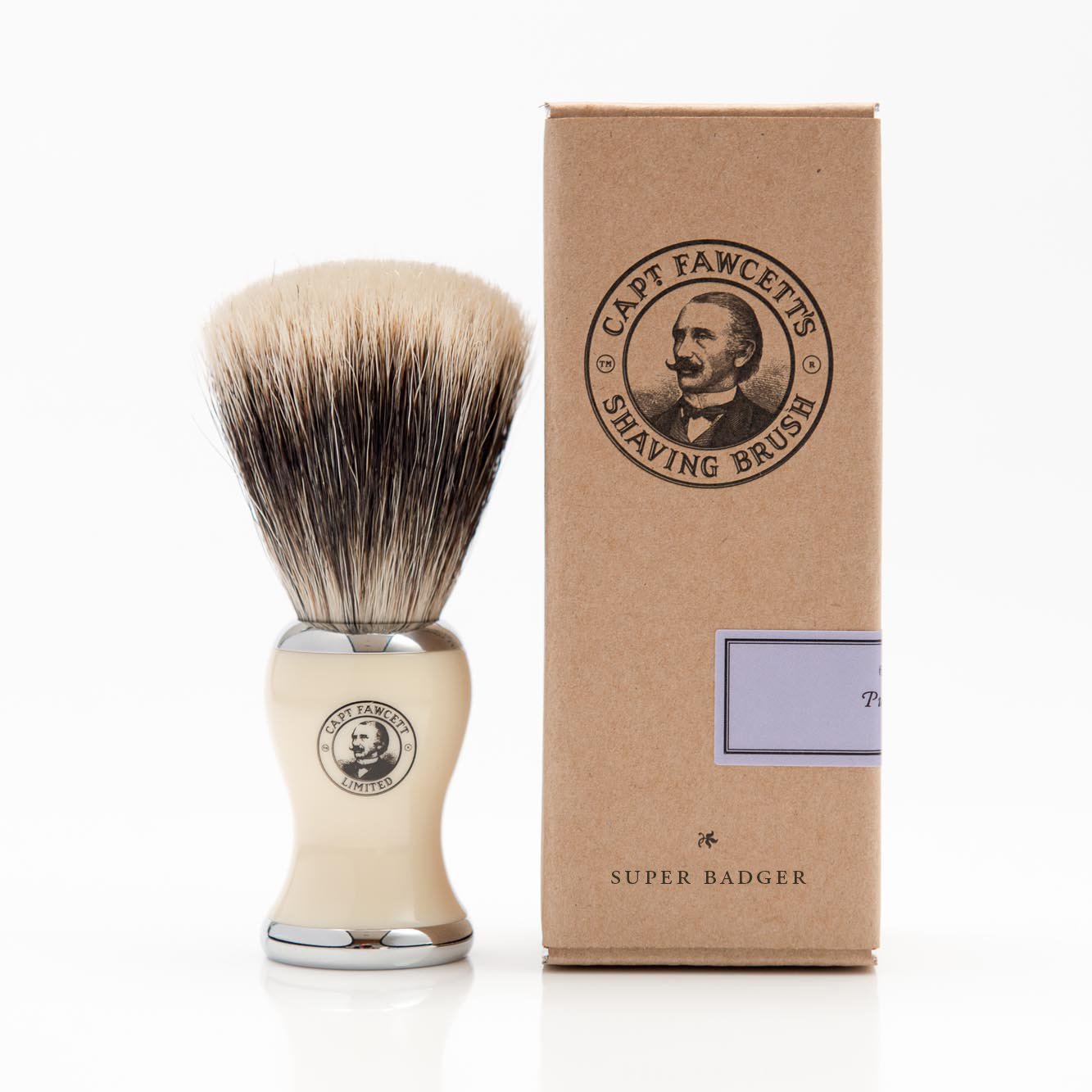 Blaireau en résine "Super Badger Shaving Brush" Ivoire - Grande taille (33mm/1.29")