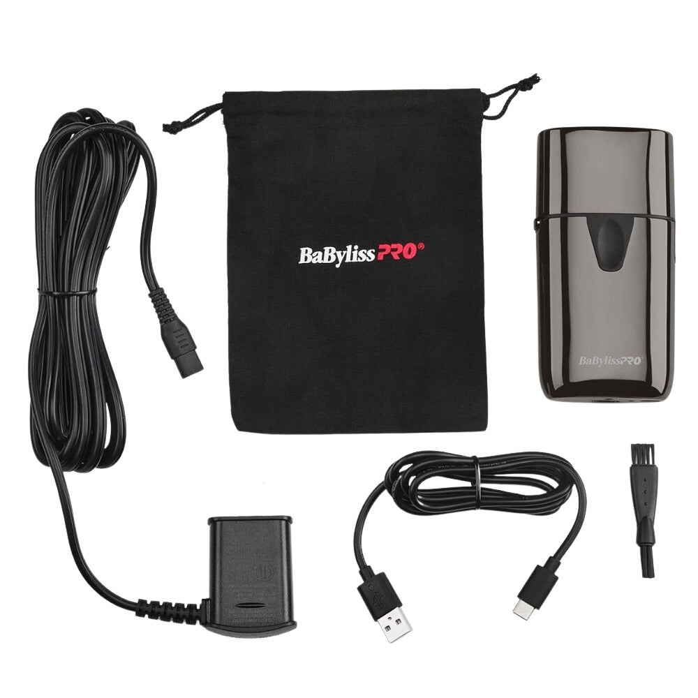 Rasoir métallique à lames unique "UVFoil" avec lumière UV désinfectante - Titane noir