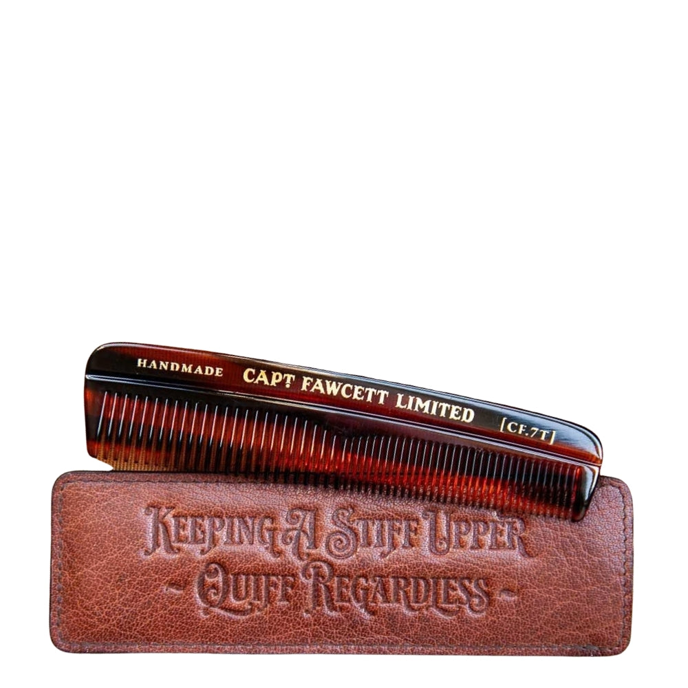 Peigne de poche à dents fines CF.7T avec étui en cuir (132mm/5.20")