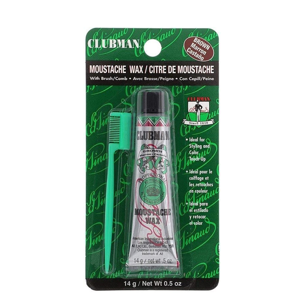 Cire à moustache avec brosse peigne - Marron (14g/0.5oz)