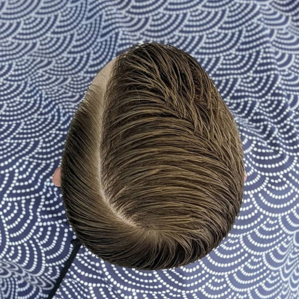 Cape Gang - Cape de barbier "Asian Waves" col en lycra extensible et fermetures à boutons-pression (140cm/55" x 160cm/63") - Gris et Blanc