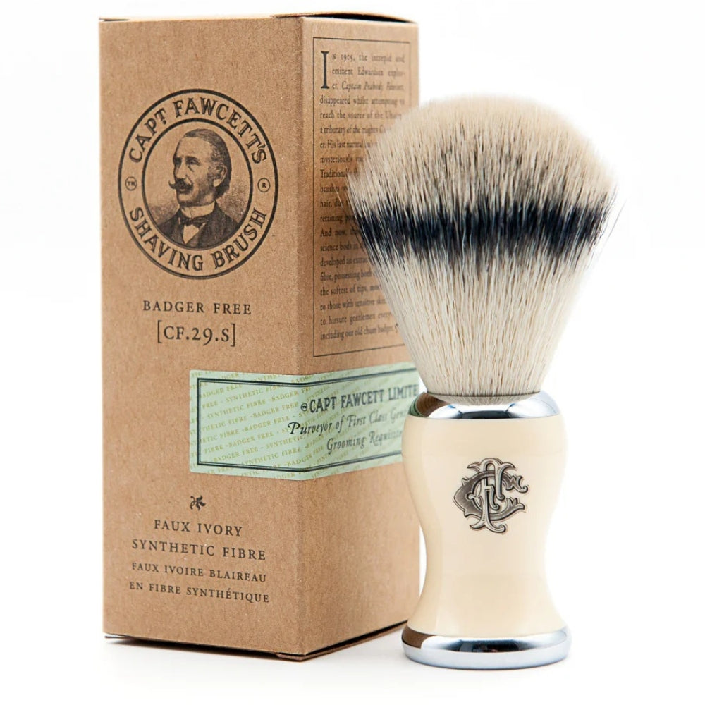 Faux Badger Synthetic Shaving Brush with Faux Ivory Handle - Medium (24mm/0.94")