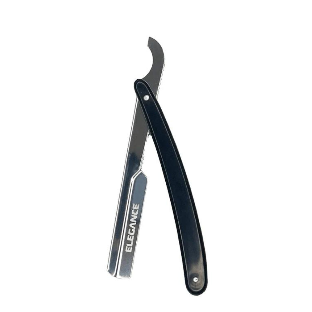 Elegance By Sadapack - Rasoir de barbier à glissière Turque "Shavette" - Noir et Argent