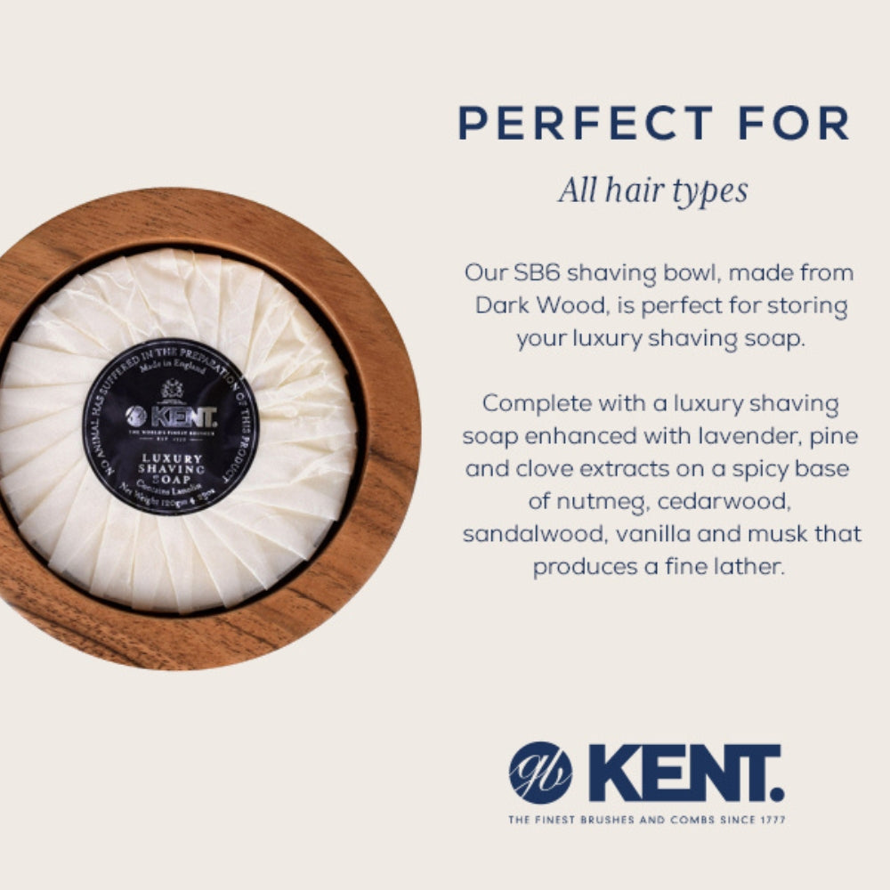 KENT. - Savon de rasage dans un bol en bois  (120g/4,23oz) - SB6