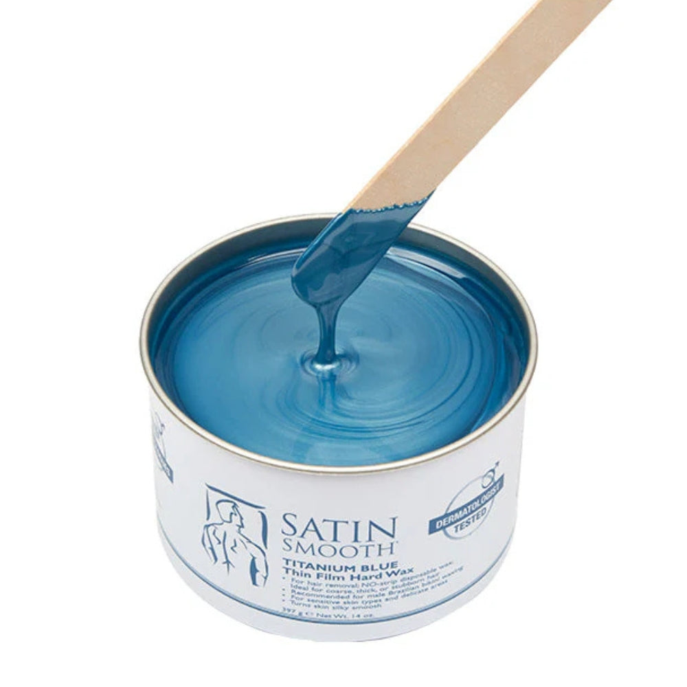 Satin Smooth - Titanium Blue Hard Wax Thin Coat Stripless - For Hard, Thick &amp; Resistant Hair (397g/14.0oz) 