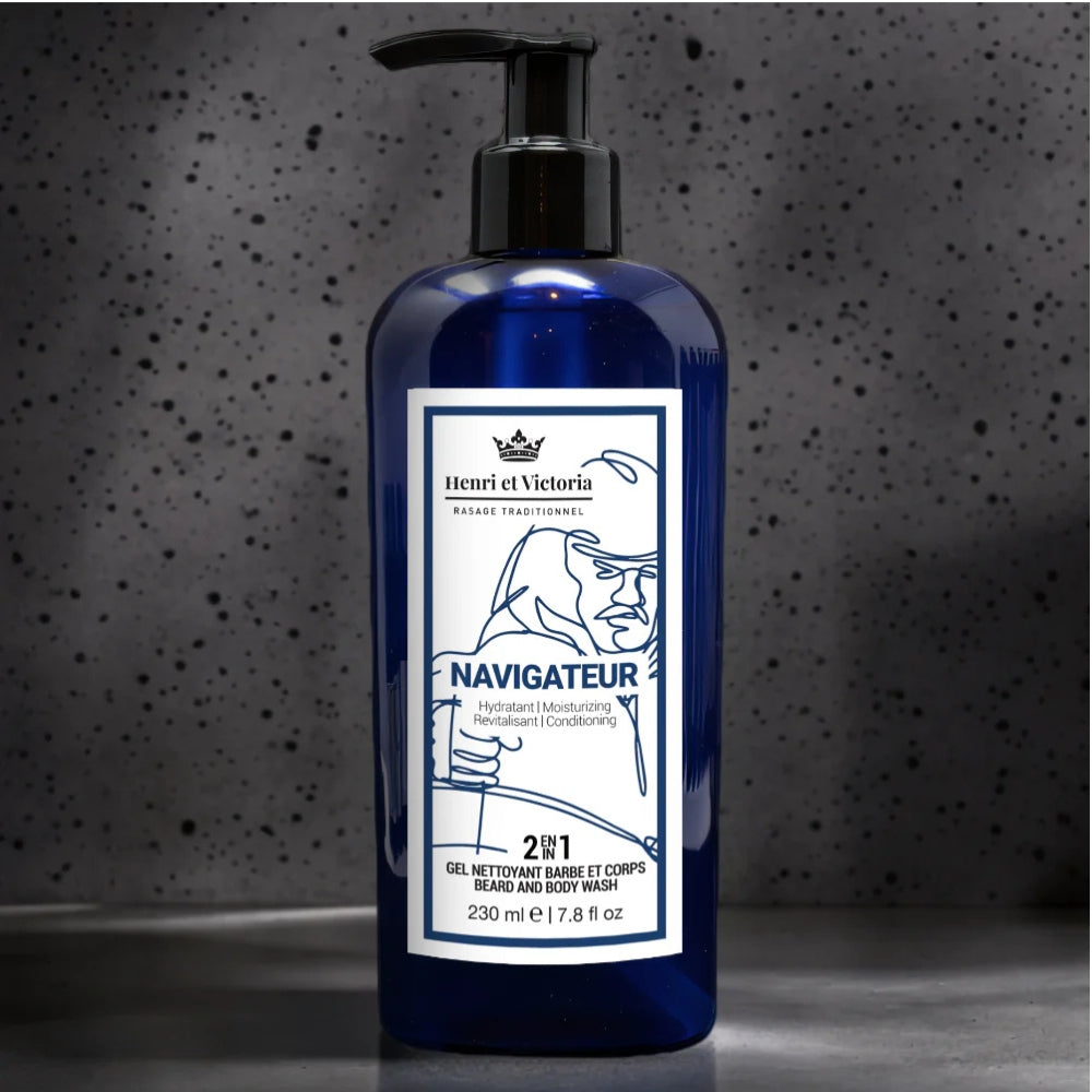 Gel nettoyant 2 en 1 barbe et corps hydratant et revitalisant "Navigateur" (230ml/7.8oz)
