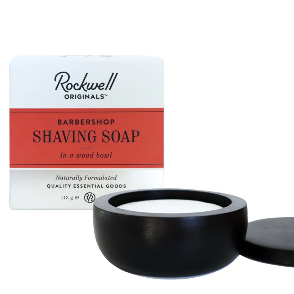 Savon à raser dans un bol en bois noir - Barbershop Scent (113g/4.0oz)