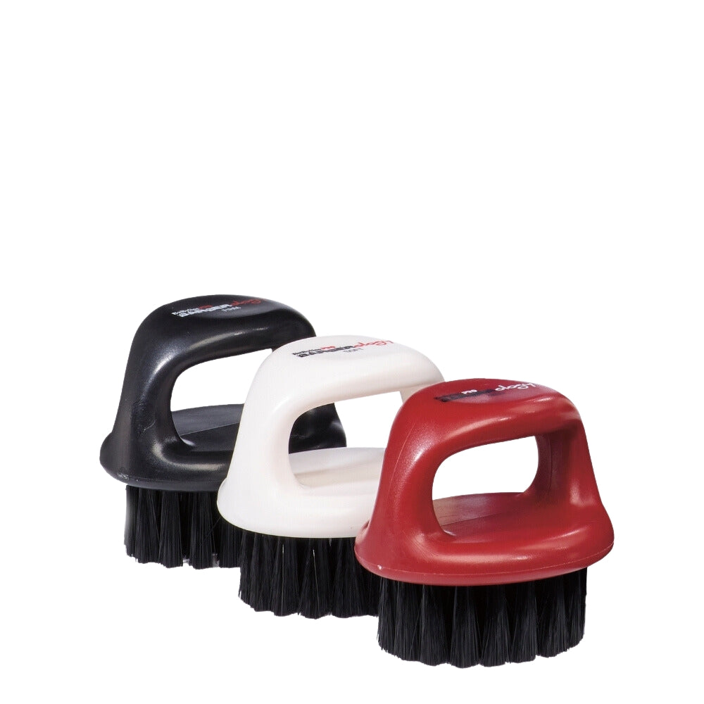 Brosse à anse pour dégradée "Barberology Fade Knuckle" avec poils en nylon moyens - Rouge