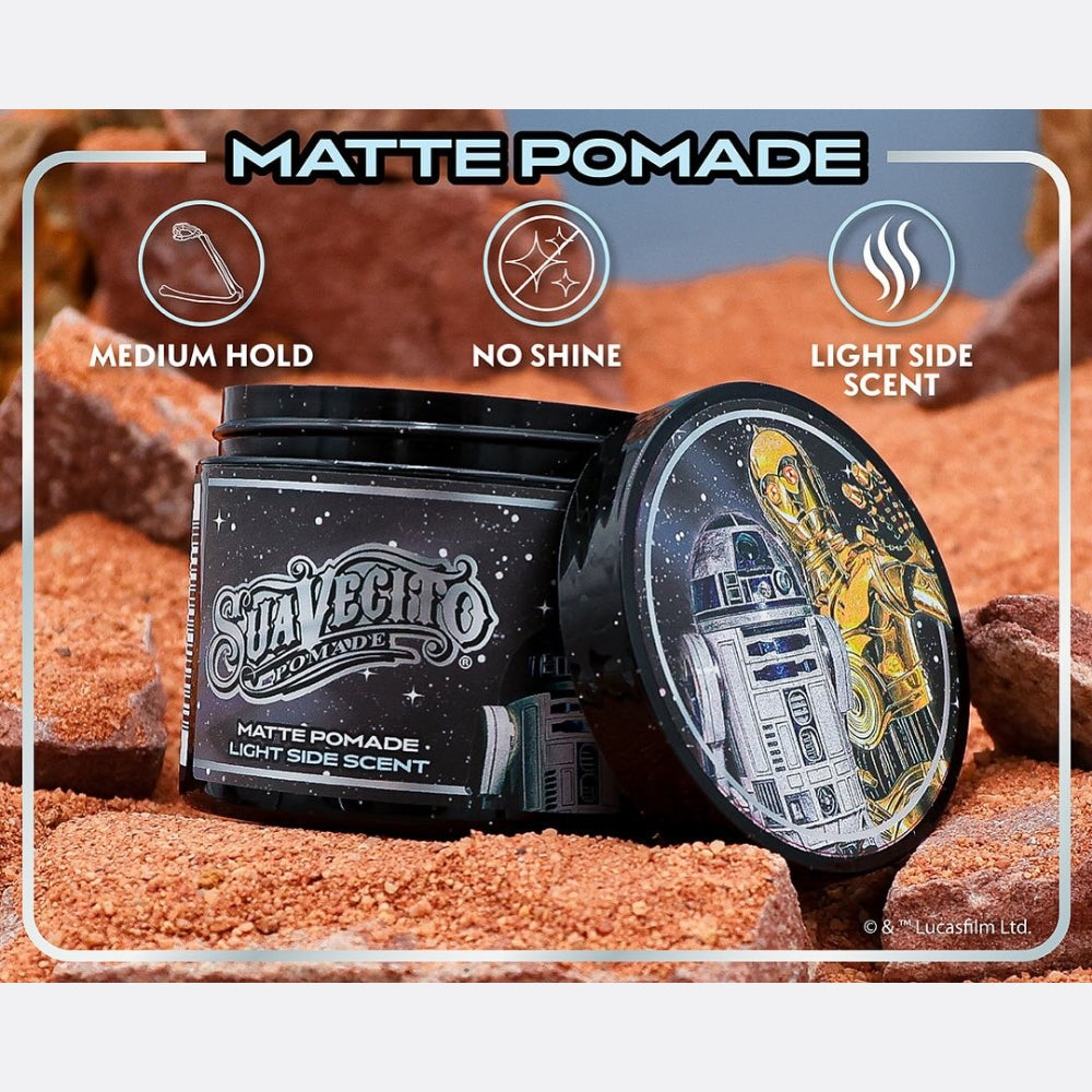 X Star Wars - Pommade d'argile "Matte Pomade" Édition C-3PO & R2-D2 Light Side - Tenue moyenne, fini mat (113ml/4.0oz)