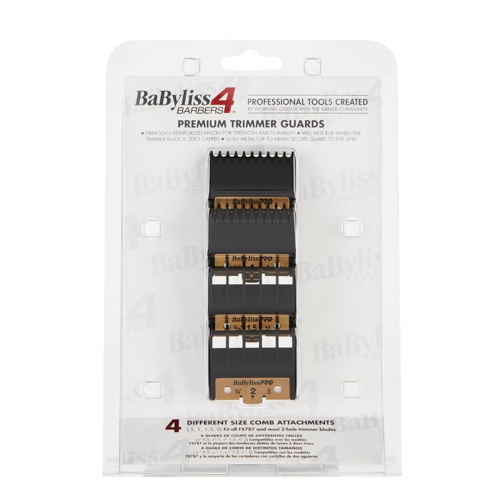 Ensemble de 4 guides de coupe pour tondeuse de finition "FXPTG Premium Trimmer Guard" - Convient à tous les modèles FX797, FX787, FX726 et à la plupart des lames de coupe à 2 trous.