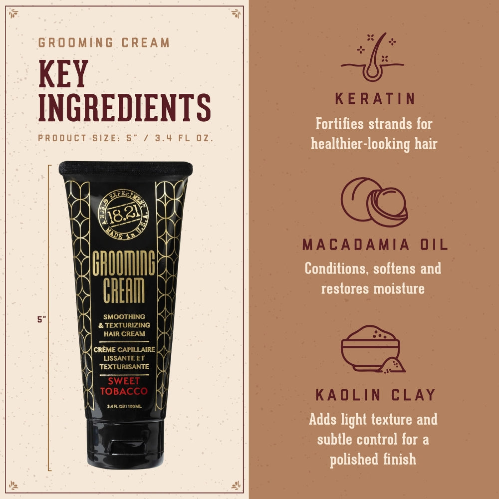 Crème capillaire "Grooming Cream Sweet Tobacco" - Lissante et texturisante (100ml/3.4oz)