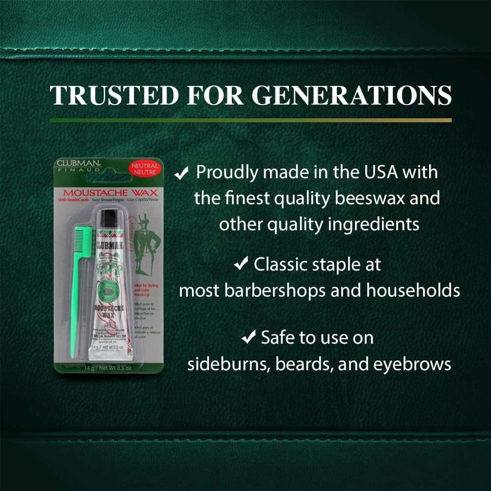 Cire à moustache avec brosse peigne - Neutre (14g/0.5oz)