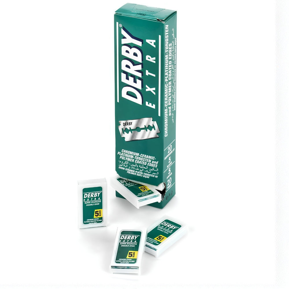 Derby - 100 Lames de rasoir à double tranchant en acier inoxydable Extra (20 x 5 Lames)