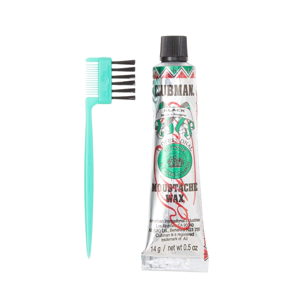 Cire à moustache avec brosse peigne - Noir (14g/0.5oz)